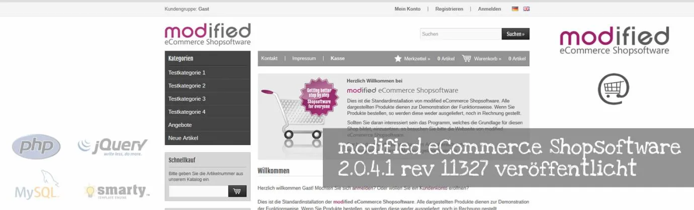 modified eCommerce Shopsoftware 2.0.4.1 rev 11327 veröffentlicht