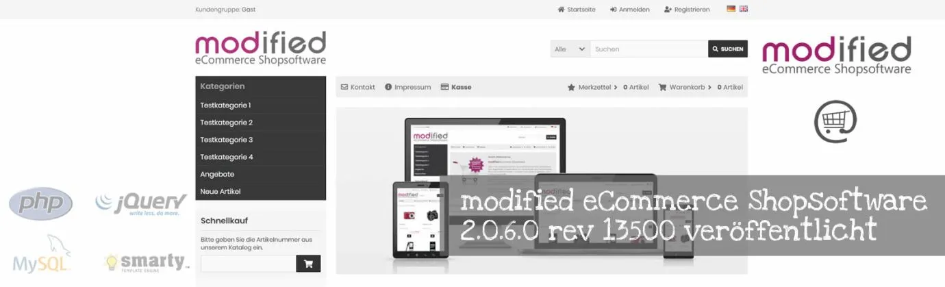 modified eCommerce Shopsoftware 2.0.6.0 rev 13500 veröffentlicht