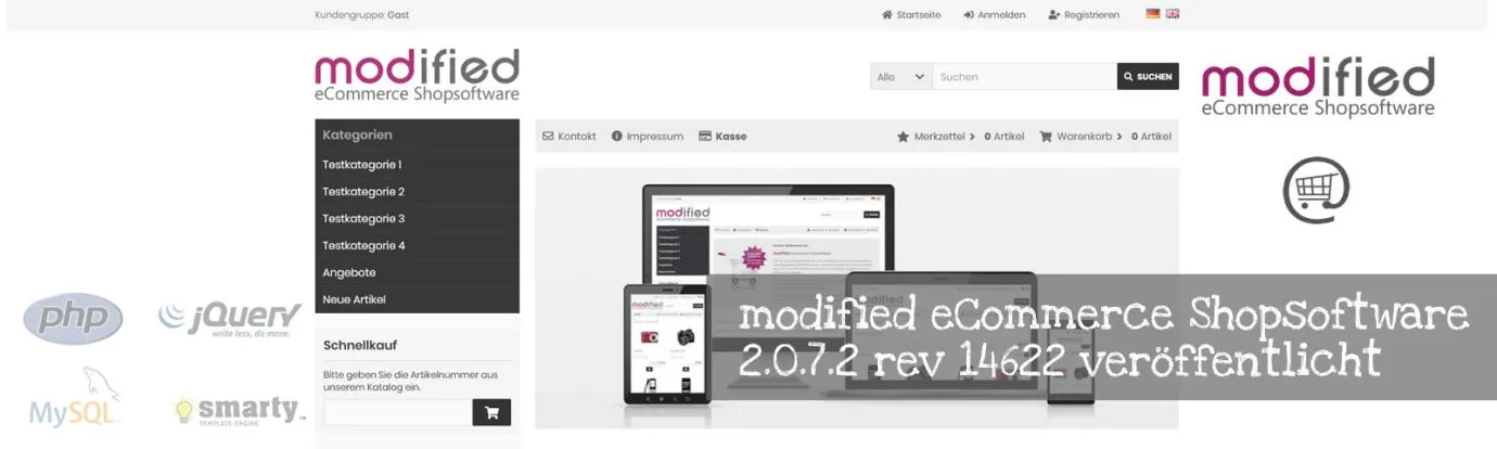 modified eCommerce Shopsoftware 2.0.7.2 rev 14622 veröffentlicht