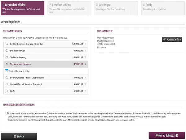 Modul zur Datenweitergabe an Versanddienstleister nach DSGVO