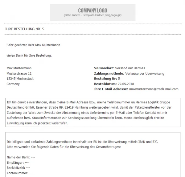 Modul zur Datenweitergabe an Versanddienstleister nach DSGVO