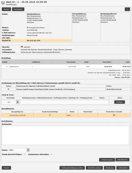 Modul zur Datenweitergabe an Versanddienstleister nach DSGVO
