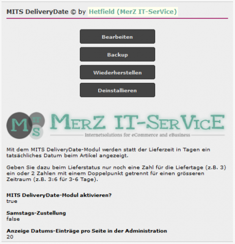MITS DeliveryDate - Anzeige Lieferdatum statt der Lieferzeit