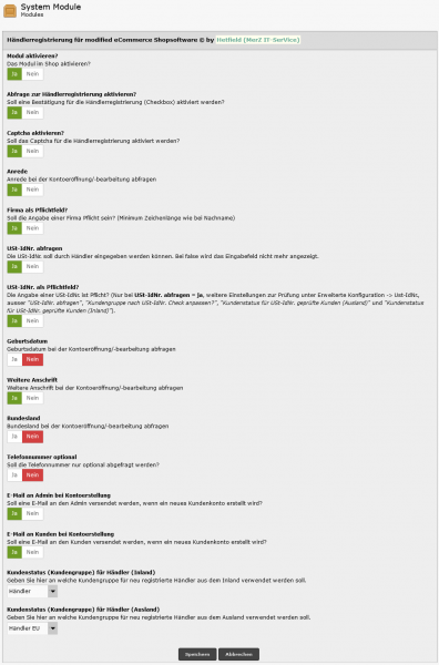 MITS Händlerregistrierung für modified eCommerce Shopsoftware