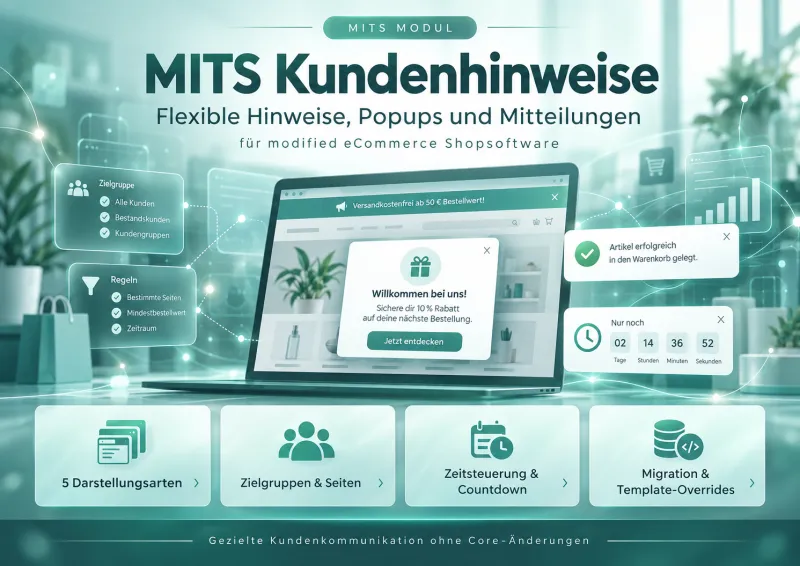 MITS Kundenhinweise für modified eCommerce Shopsoftware