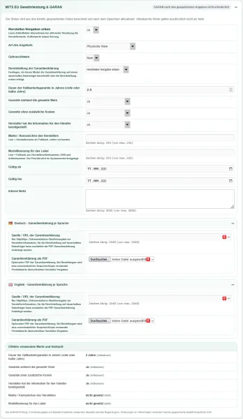 MITS EU Gewährleistung & GARAN Pro