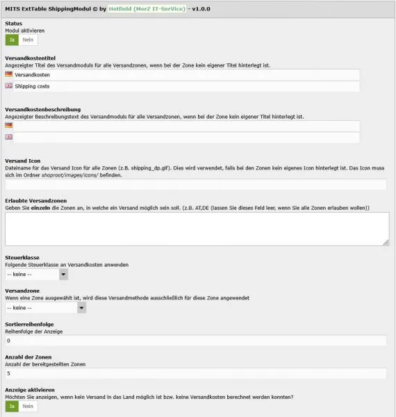 MITS ExtTable ShippingModul