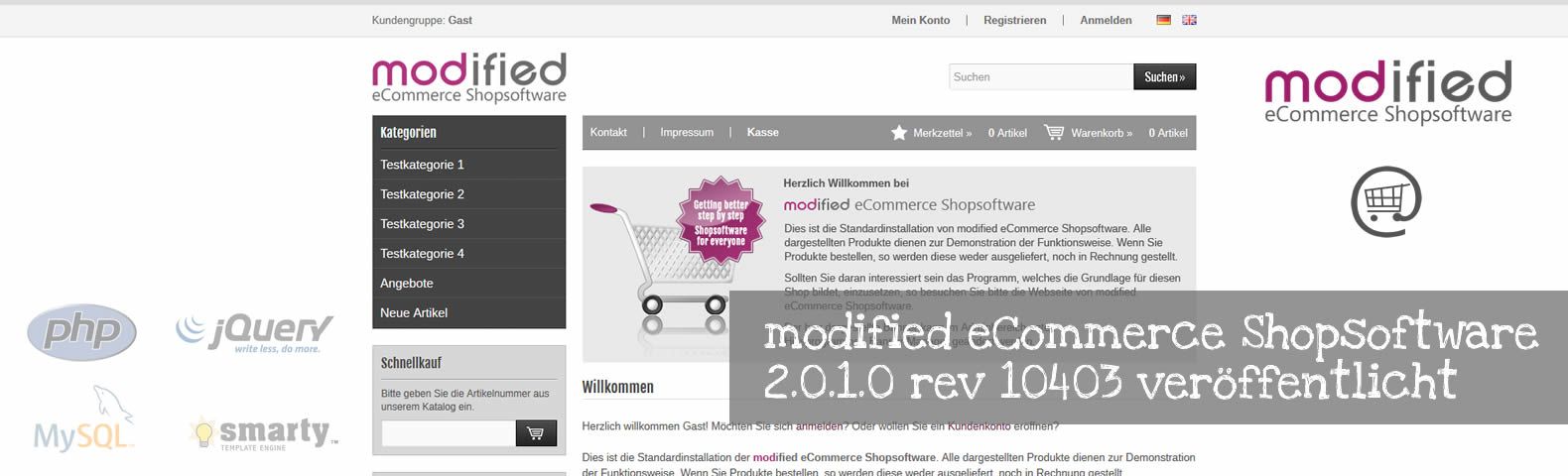 modified eCommerce Shopsoftware 2.0.1.0 rev 10403 veröffentlicht