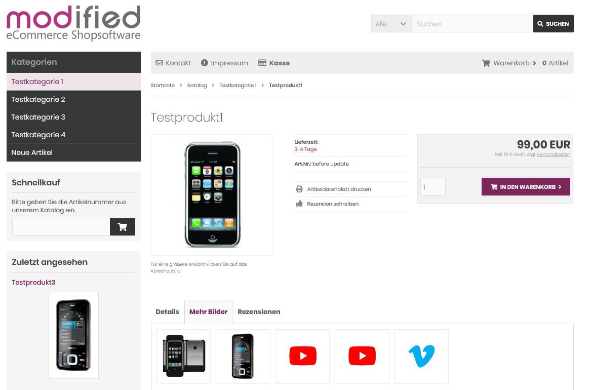 MITS Embedded Videos (YouTube/Vimeo für Produkte und Kategorien)