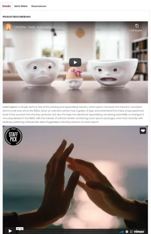 MITS Embedded Videos (YouTube/Vimeo für Produkte und Kategorien)